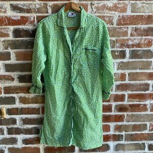 Malabar Bay 100% Organic Cotton Greek Key Print Sleep Shirt Size M